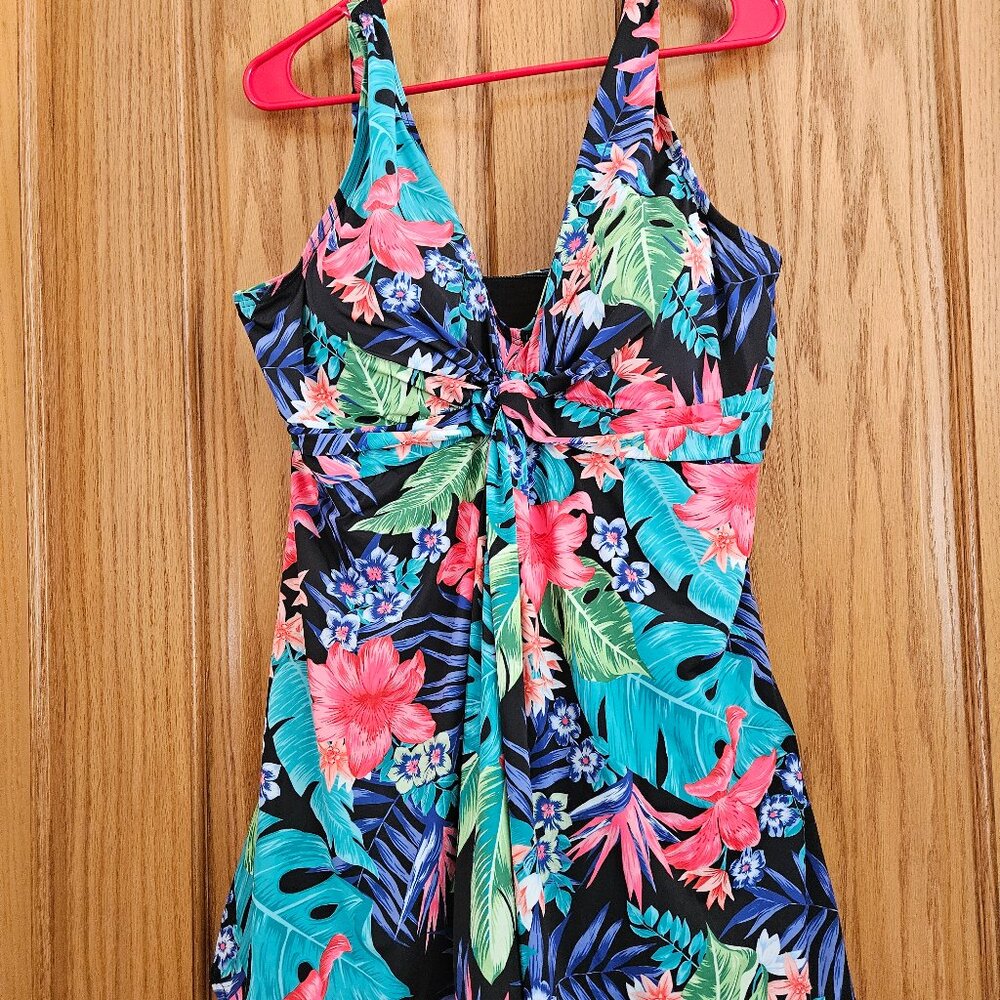 Twist Front One Piece Swim Dress